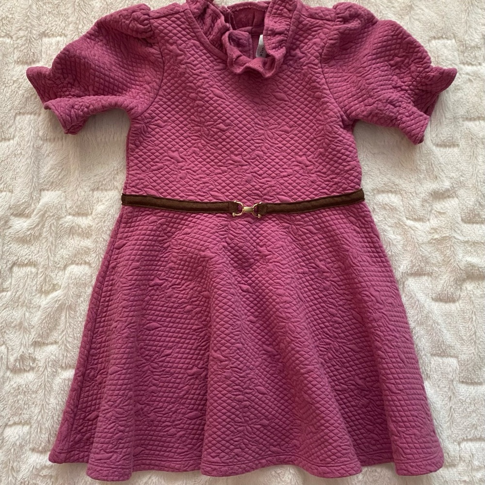 Janie and Jack Girls Pink Quilted Equestrian Dress with Belt Size 3 - Picture 3 of 8
